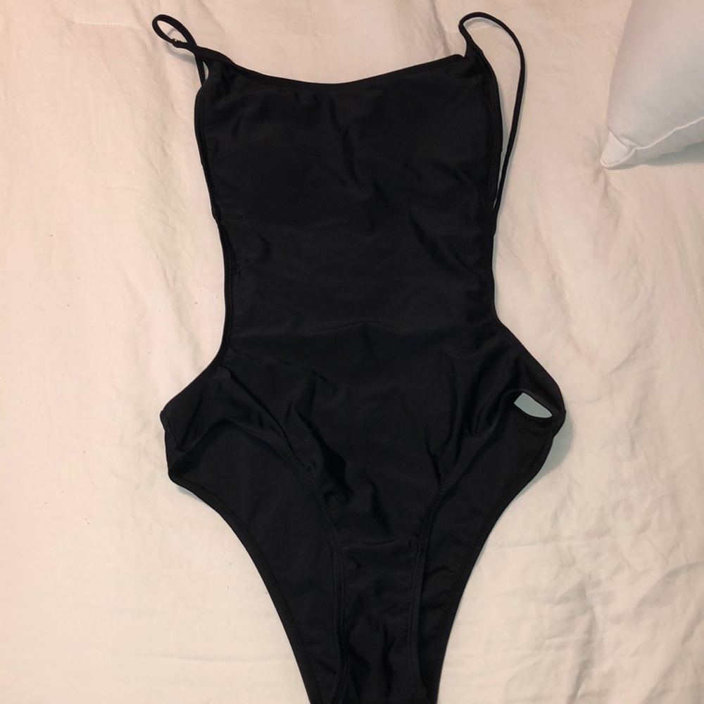Black one piece bathing suit